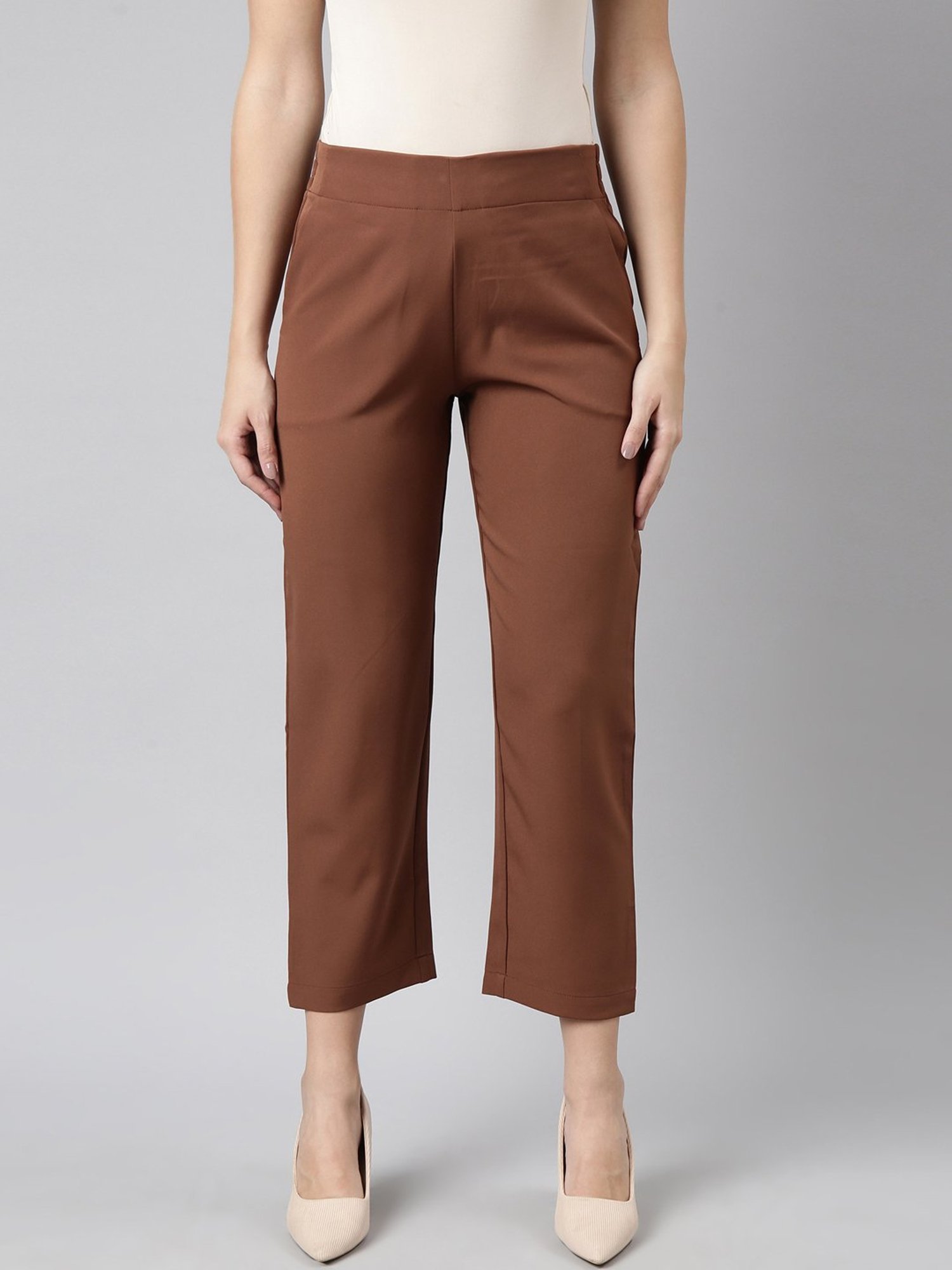 SHOWOFF Brown Regular Fit Trousers