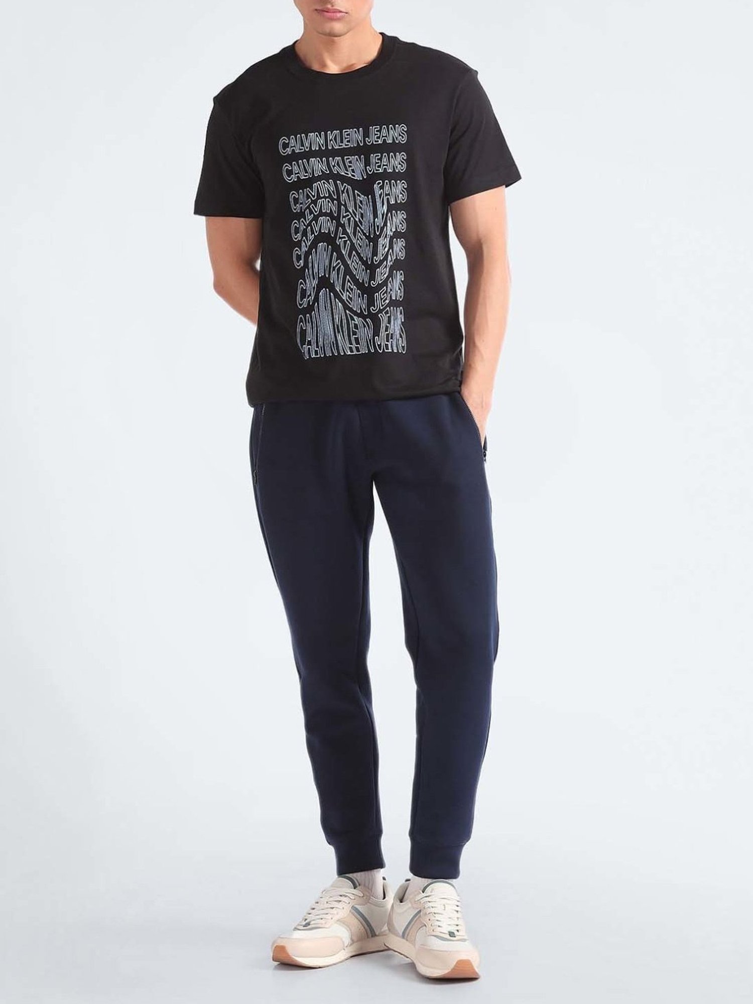 Calvin Klein Jeans Black Printed Regular Fit T-Shirt