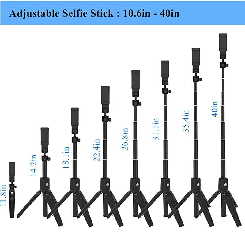 Selfie Stick Tripod  Phone Tripod Stand for iPhone Bluetooth Remote 40 Inch Tripod for Huawei Samsung Lightweight