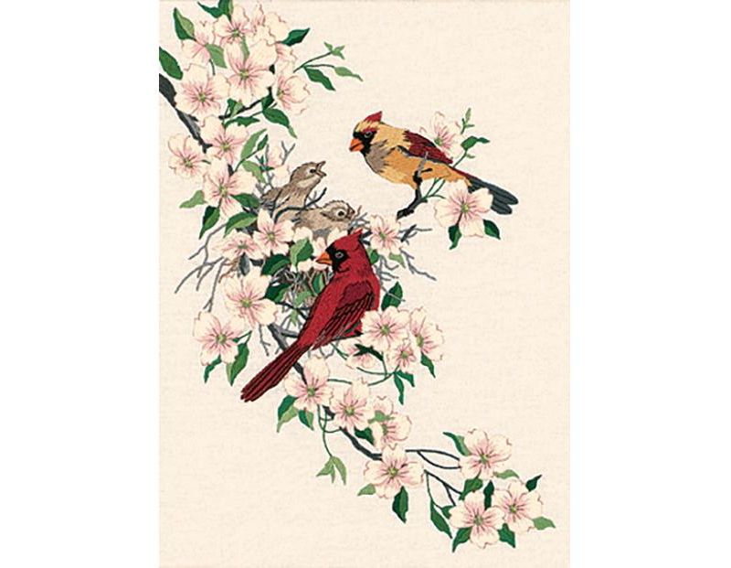 Dimensions Crewel Embroidery Kit 11"X15"-Cardinals In Dogwood