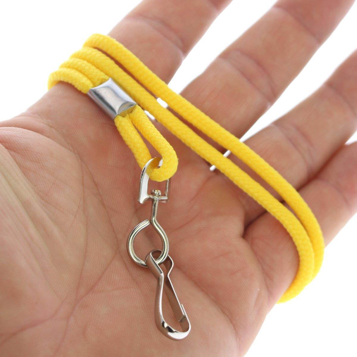 25 Pack - Premium Round ID Badge Neck Lanyards for Card Holders and Name Tags - 36 in Non-Breakaway Heavy Duty Cord & Secure Metal Swivel J Hook Clip by Specialist ID (Yellow)