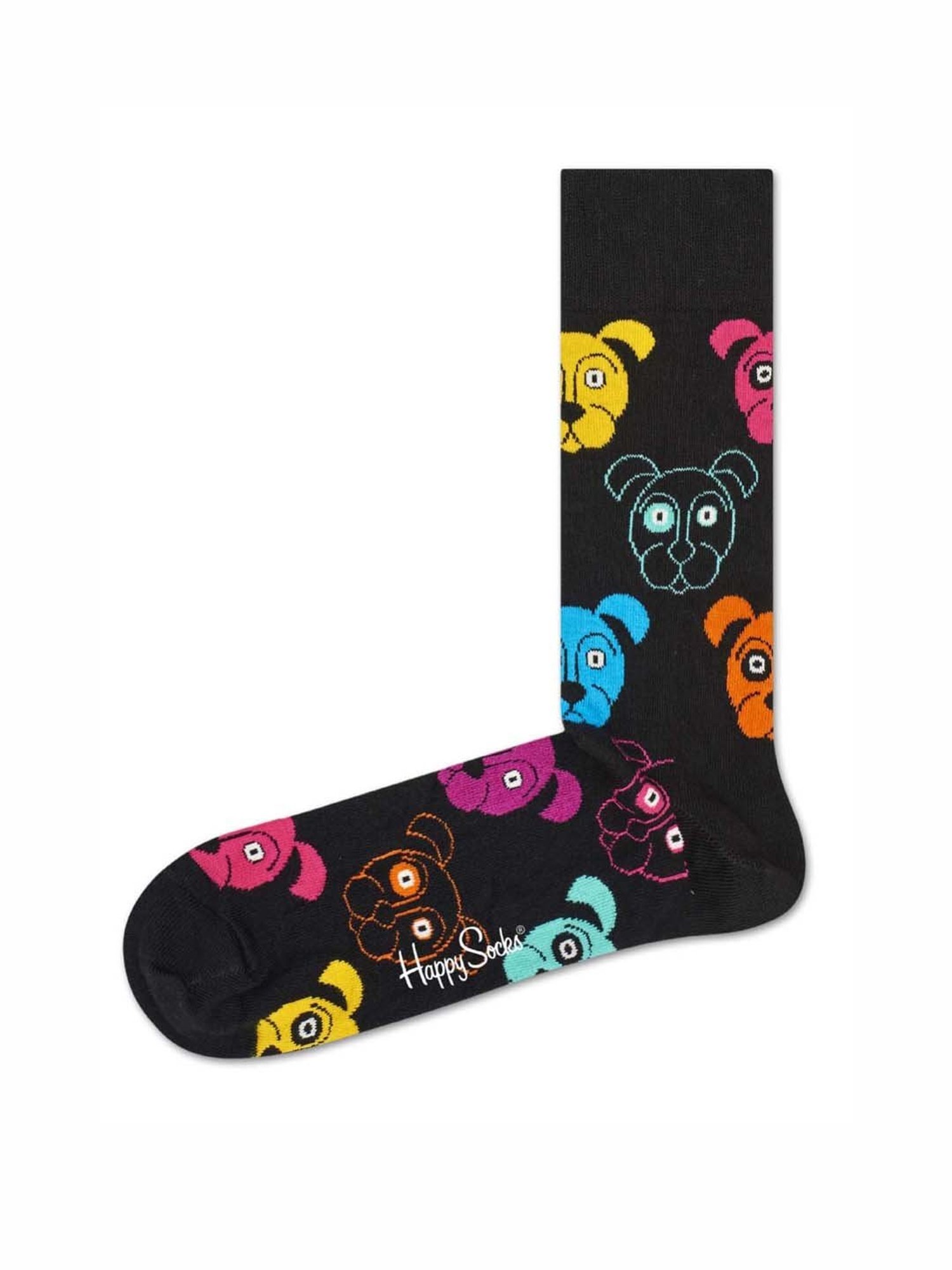Happy Socks Dog Black Cotton Printed Socks (36-40)