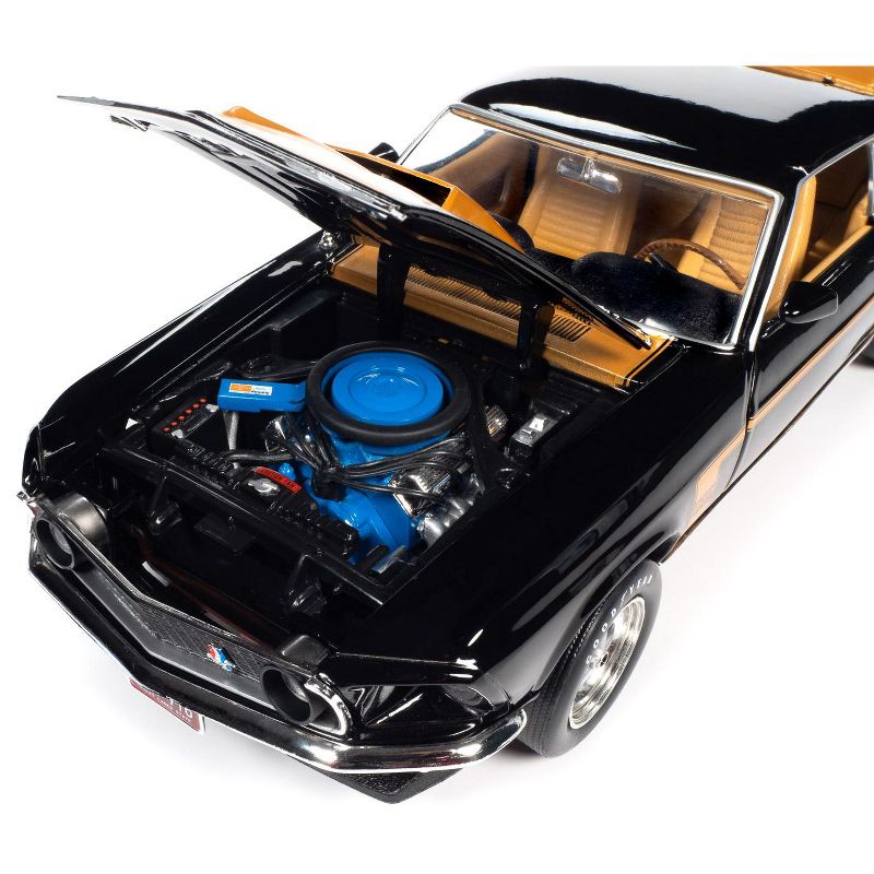 1969 Ford Mustang Boss 429 Fastback Black & Gold w/Gold Interior "American Muscle 30th Anniv." 1/18 Diecast Model by Autoworld
