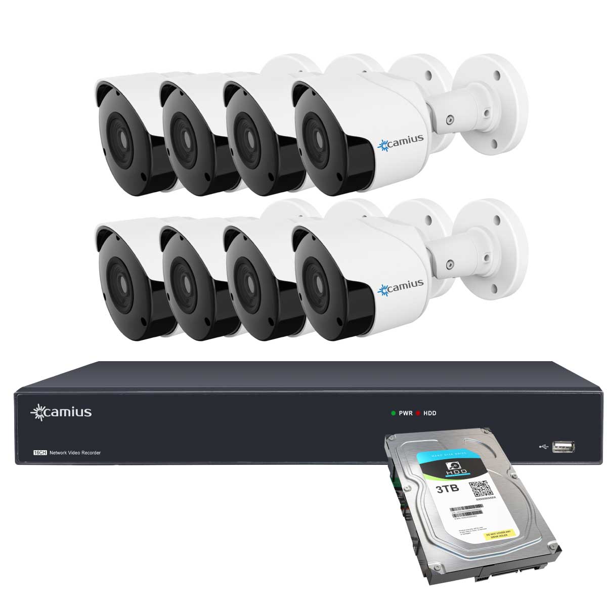 Camius 4K 16 Channel NVR with 4TB HDD,  16 5MP IP PoE Dome and Bullet Security Camera System with Audio, Night Vision, Free NVR software for Windows PC, Mac, Mobile App for iOS, Android I 16PP8B8I4T
