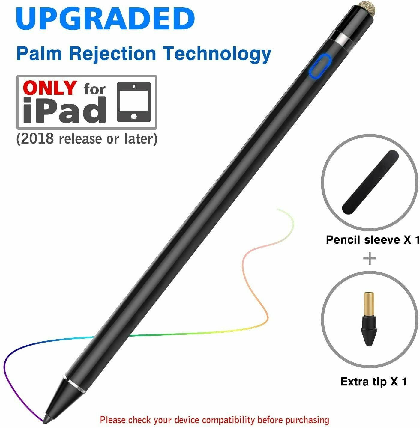 MoKo Active Stylus Palm Rejection Digital Pen for iPad Pro 11/12.9" 2020/Air 3rd