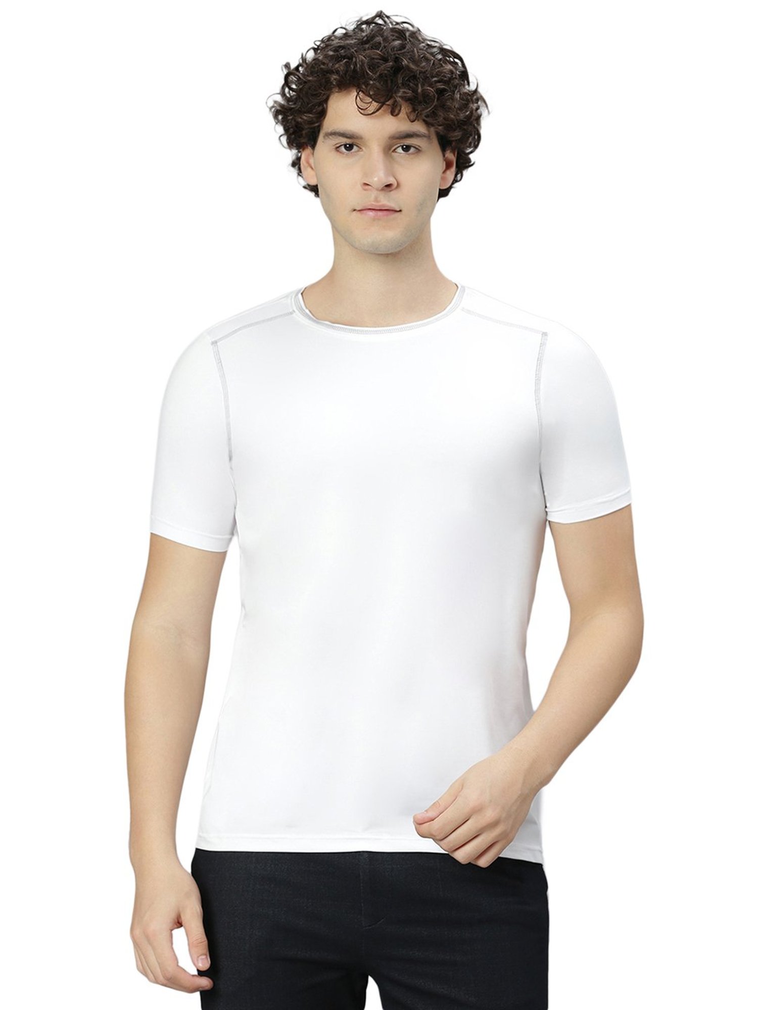 Slowave White Regular Fit Crew T-Shirt