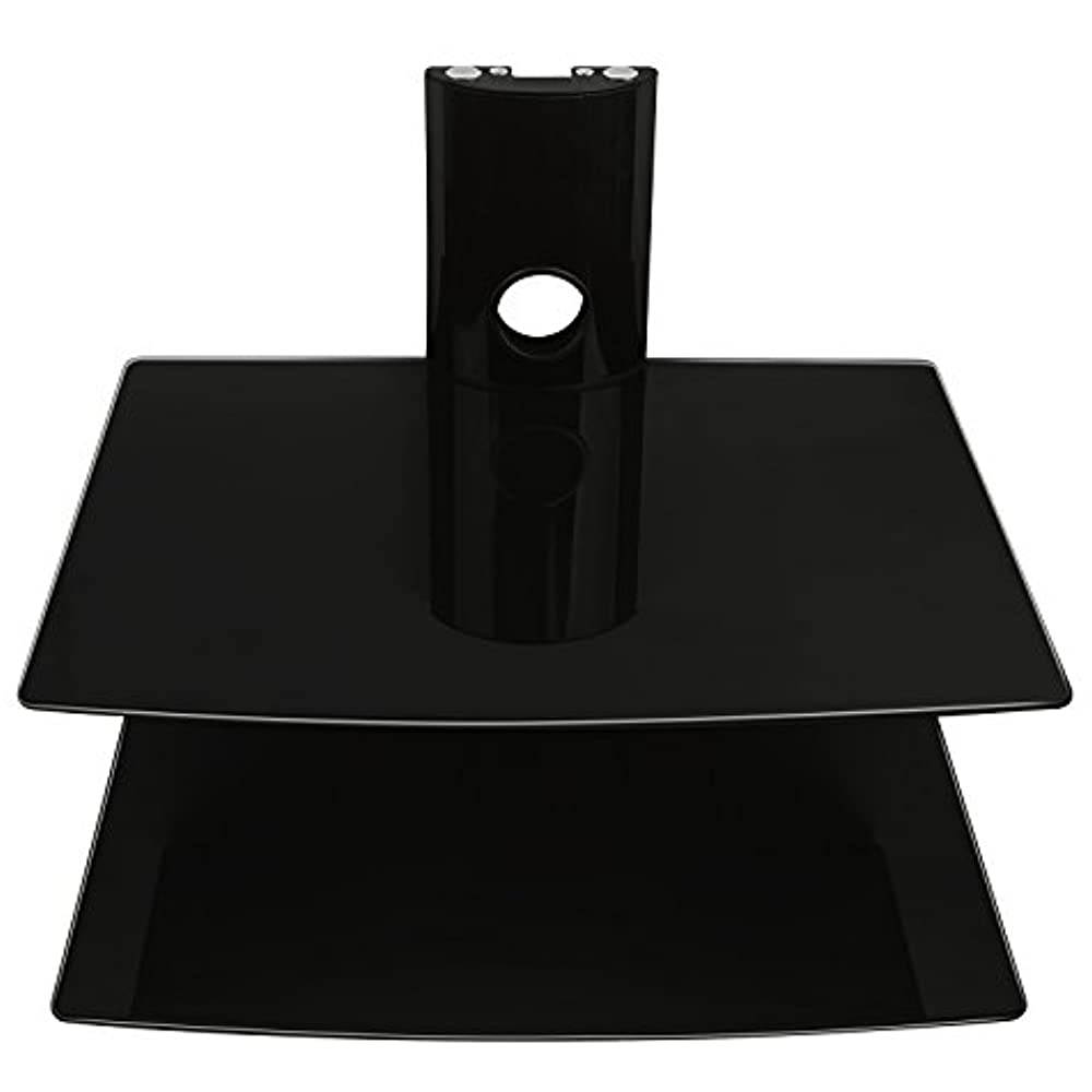 Mount-It! Floating Wall Mounted Shelf | 44 lbs Weight Capacity | 2 Shelves Tinted Tempered Glass | Black