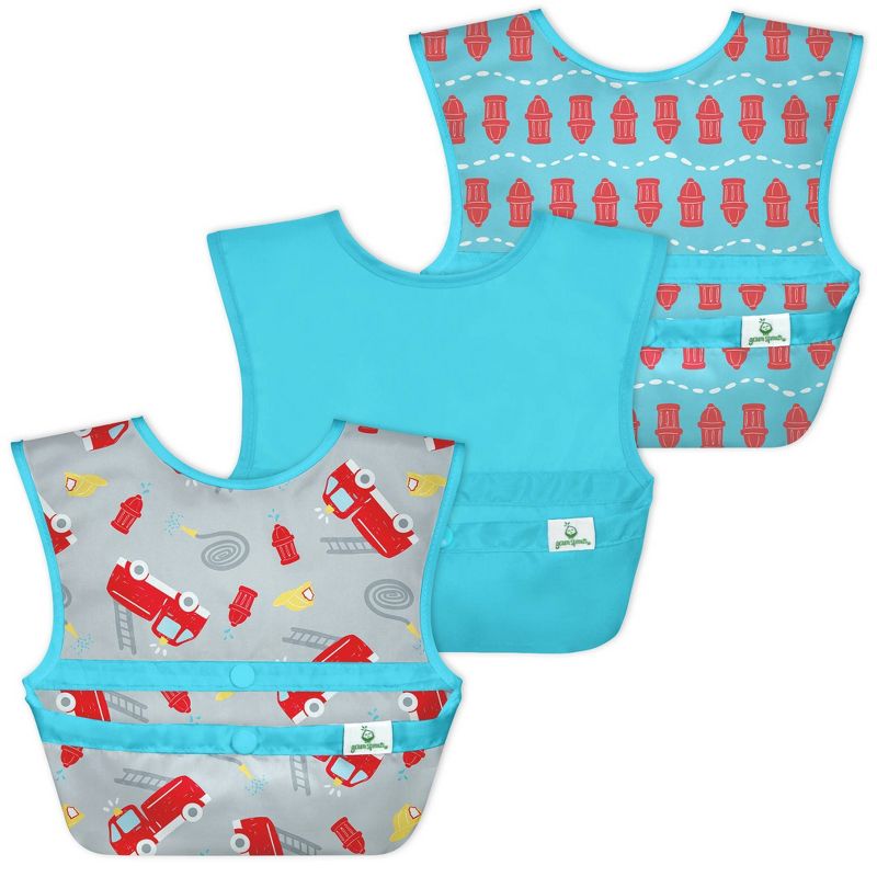 green sprouts Baby Mealtime Set Easywear Bibs Mini Platemat Gray/Aqua - 4pc