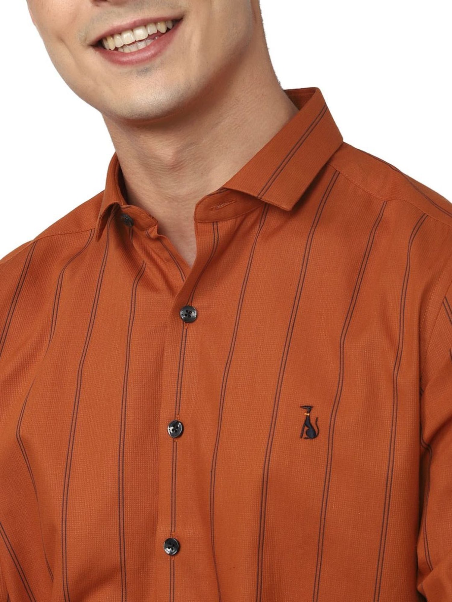Simon Carter London Orange Stripes Slim Fit Shirt