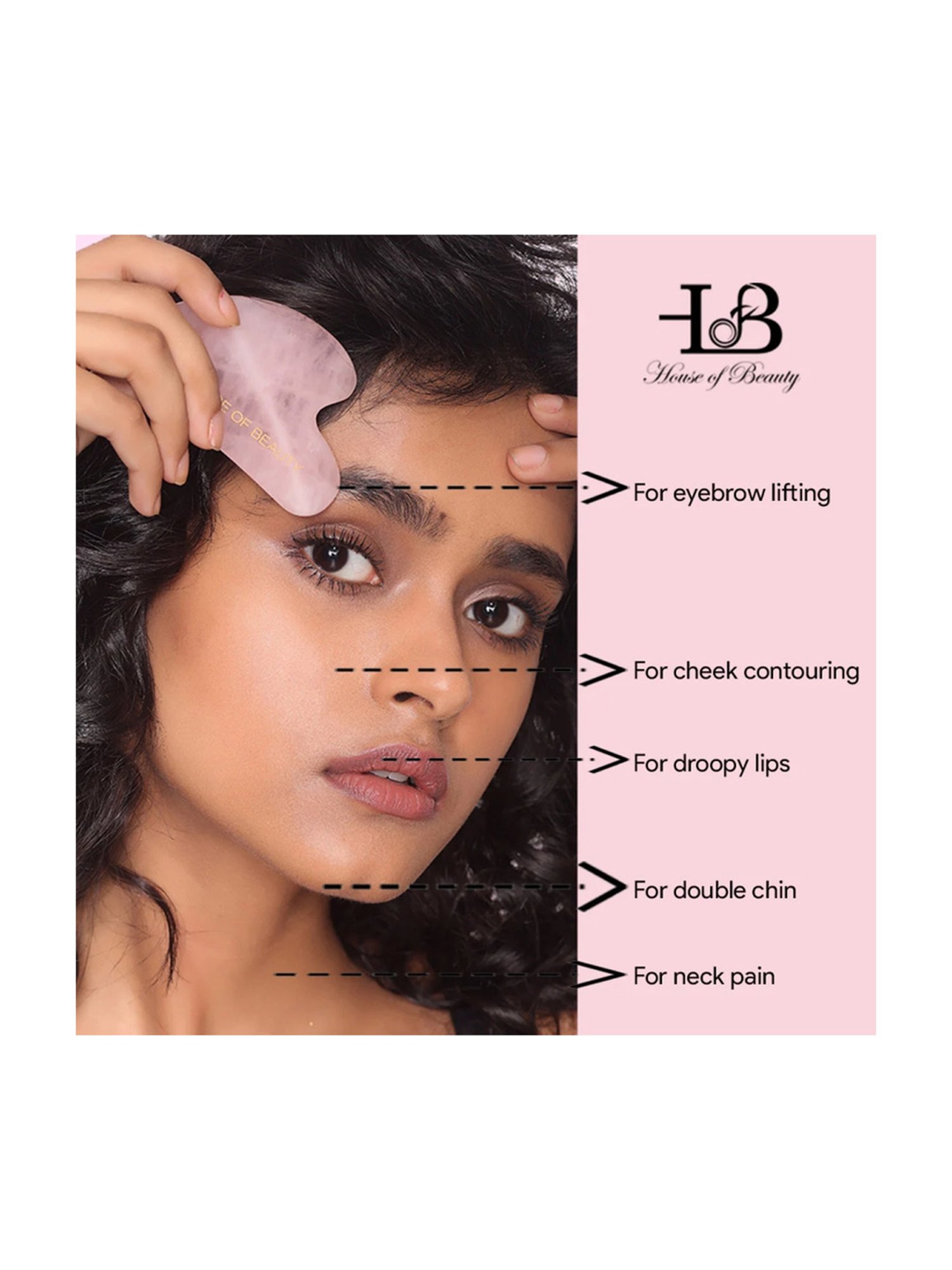 House of Beauty Rose Quartz Guasha Kit