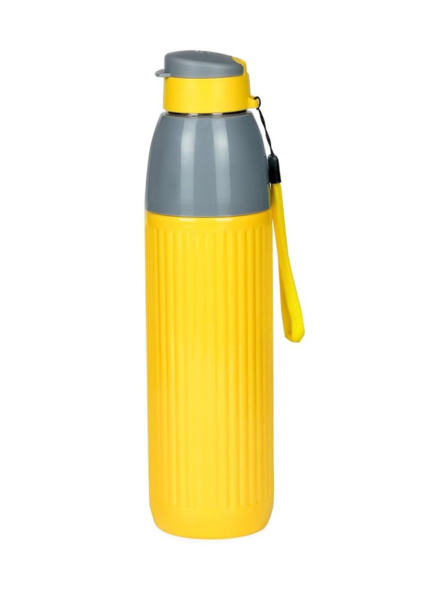 Varmora Veto Yellow Stainless Steel Insulated Inner Steel Outer Plastic Water Bottle - 700 ml