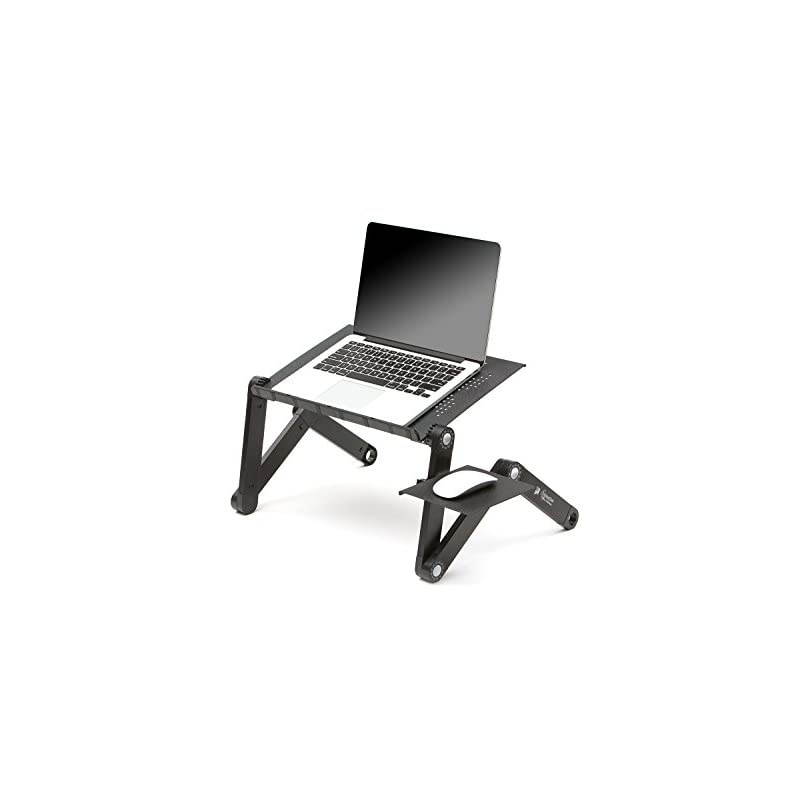 Portable Adjustable Vented Laptop DeskStandTable Notebook MacBook Ergonomic TV Bed Lap Stand Up Sitting with Pad Side Mount Black X3