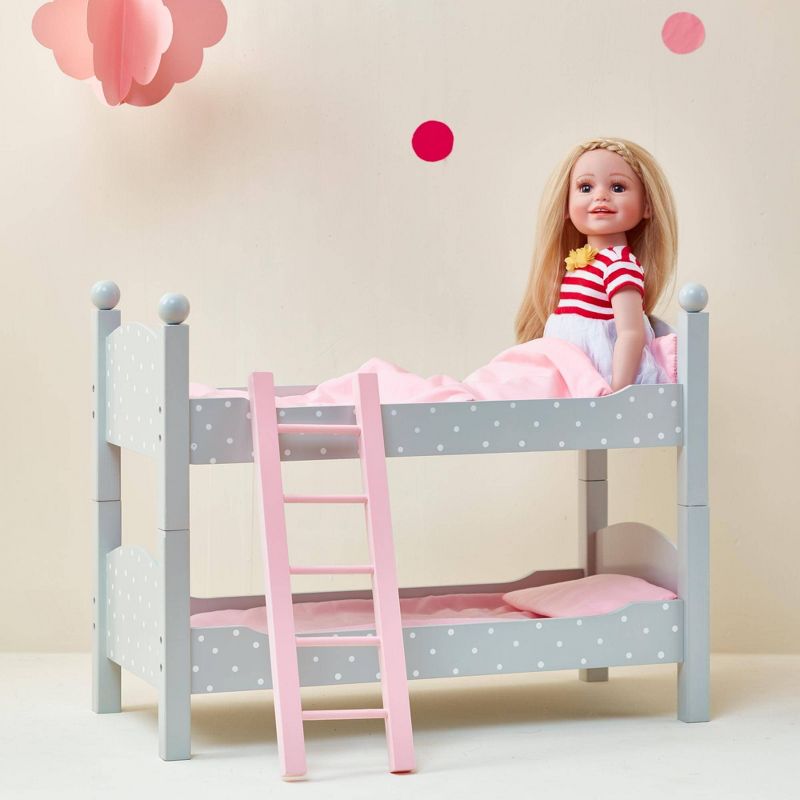 Olivia's Little World - 18" Doll Furniture - Double Bunk Bed (Gray Polka Dots)