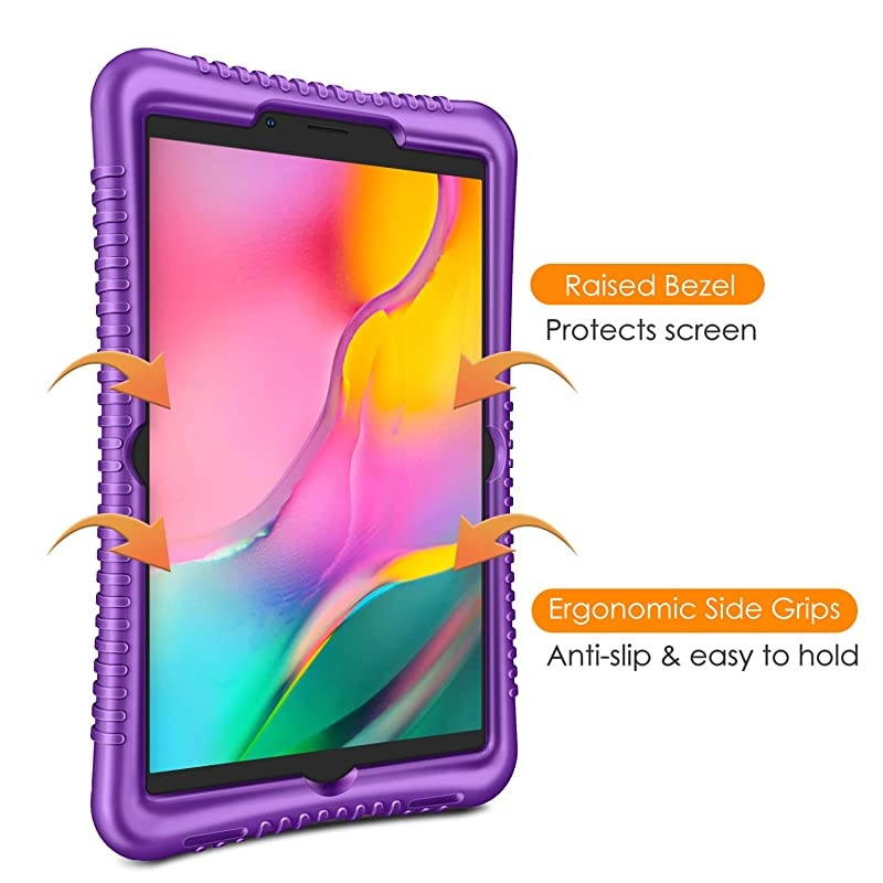 Silicone Case for Samsung Galaxy Tab A 8.0 2019 Without S Pen Model (SM-T290 Wi-Fi, SM-T295 LTE), Honey Comb Series Kids Friendly Light Weight Shock Proof Protective Cover, Purple