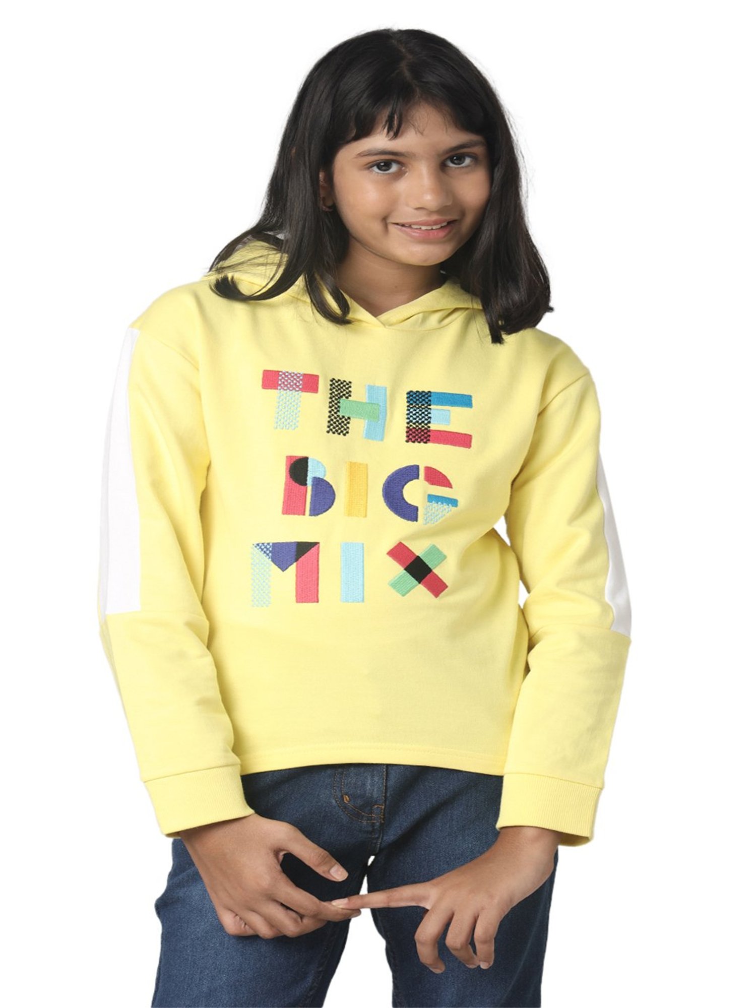 KIDS ONLY Blue Cotton Embroidered Full Sleeves Sweatshirt