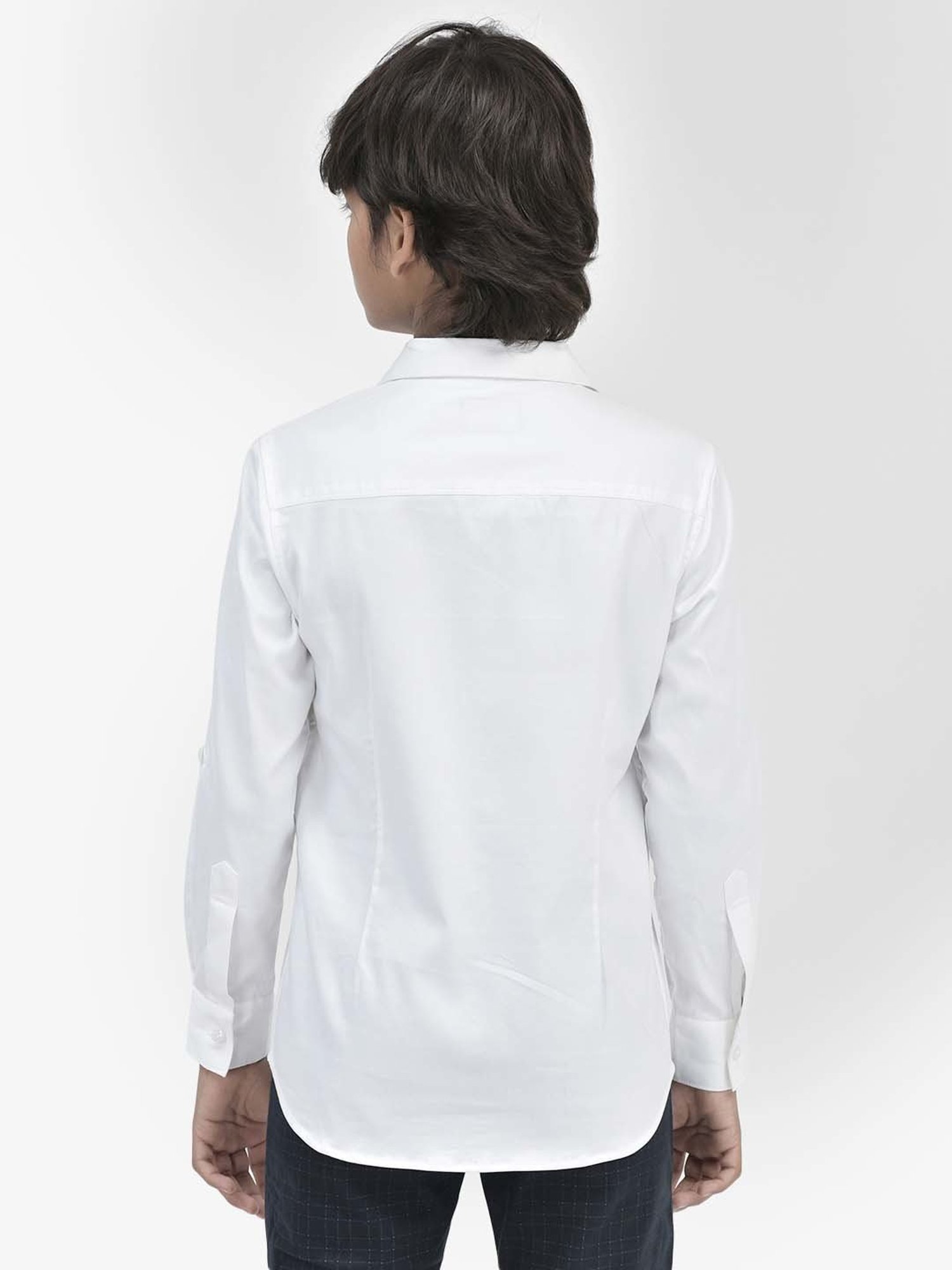 Crimsoune Club Kids White Slim Fit Full Sleeves Shirt