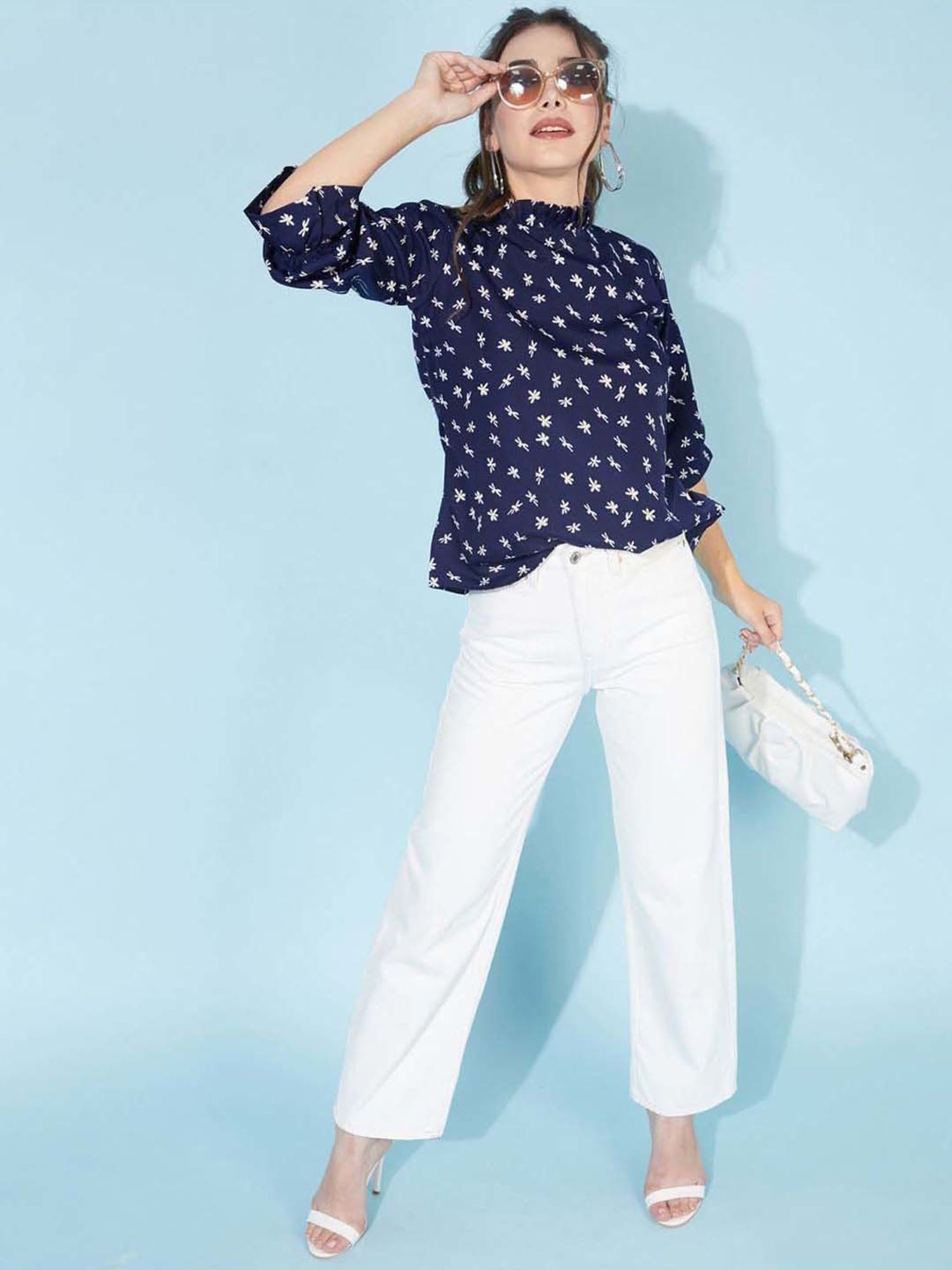 SELVIA Blue Printed Top