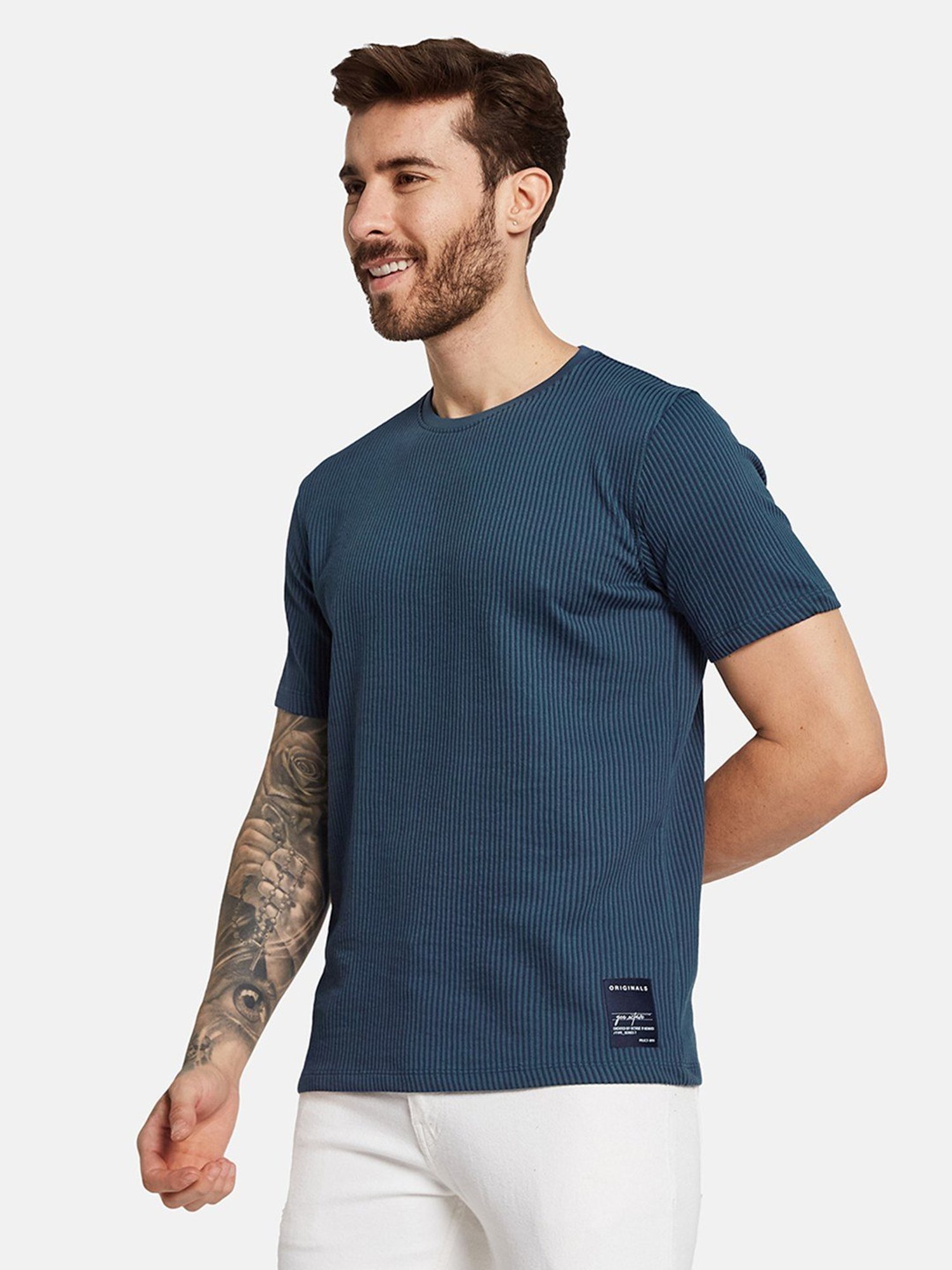 Octave Airforce Cotton Regular Fit Striped T-Shirt