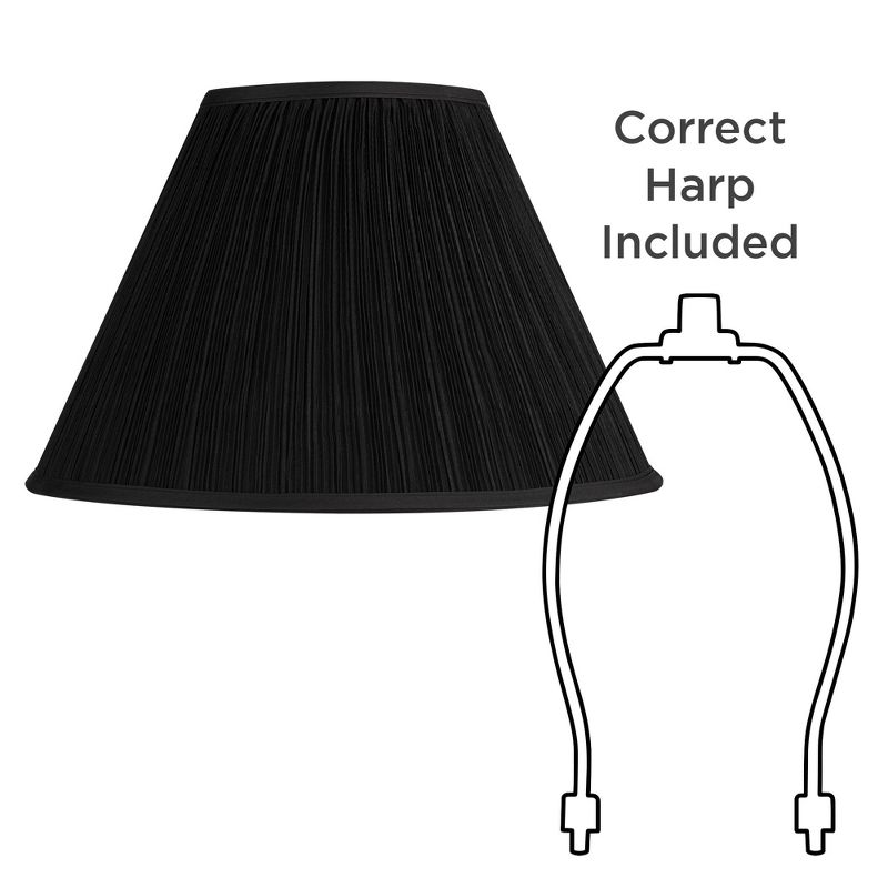 Springcrest Black Mushroom Pleated Large Empire Lamp Shade 7" Top x 17" Bottom x 11" High x 11.5" Slant (Spider) Replacement with Harp and Finial
