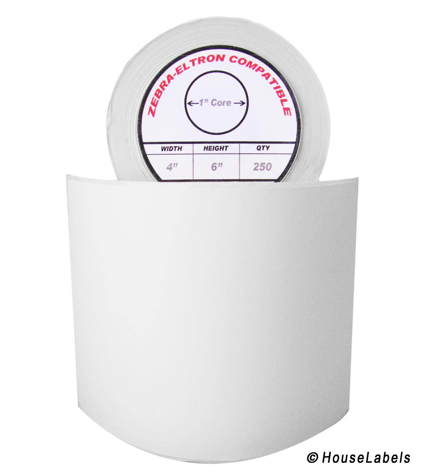 Zebra/Eltron-Compatible 4 x 6 Labels (4" x 6") -- BPA Free! (4 Rolls; 250 Labels per Roll)