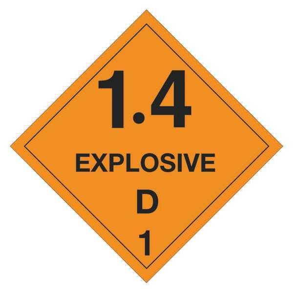 Tape Logic Labels "Explosive - 1.4D - 1 4" x 4" Orange/Black 500/Roll
