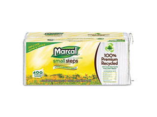 Marcal Small Steps 6506-PK Lunch Napkins, One-Ply, 12-1/2 x 11-2/5, White, 400/Pack