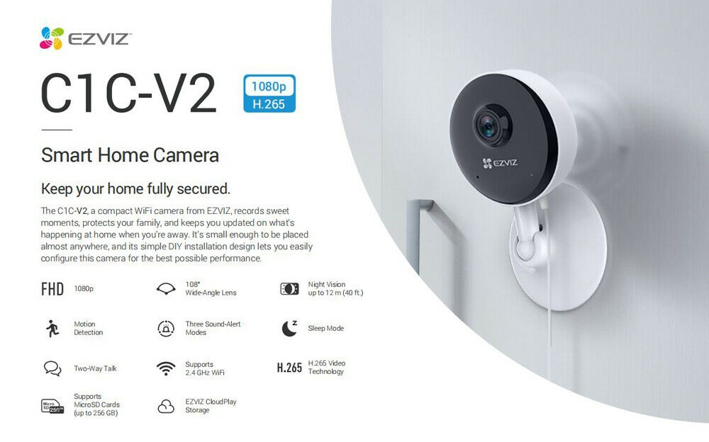 2x Security Camera WIFI 1080P Night Vision 2-Way Audio C1C-V2 H.265