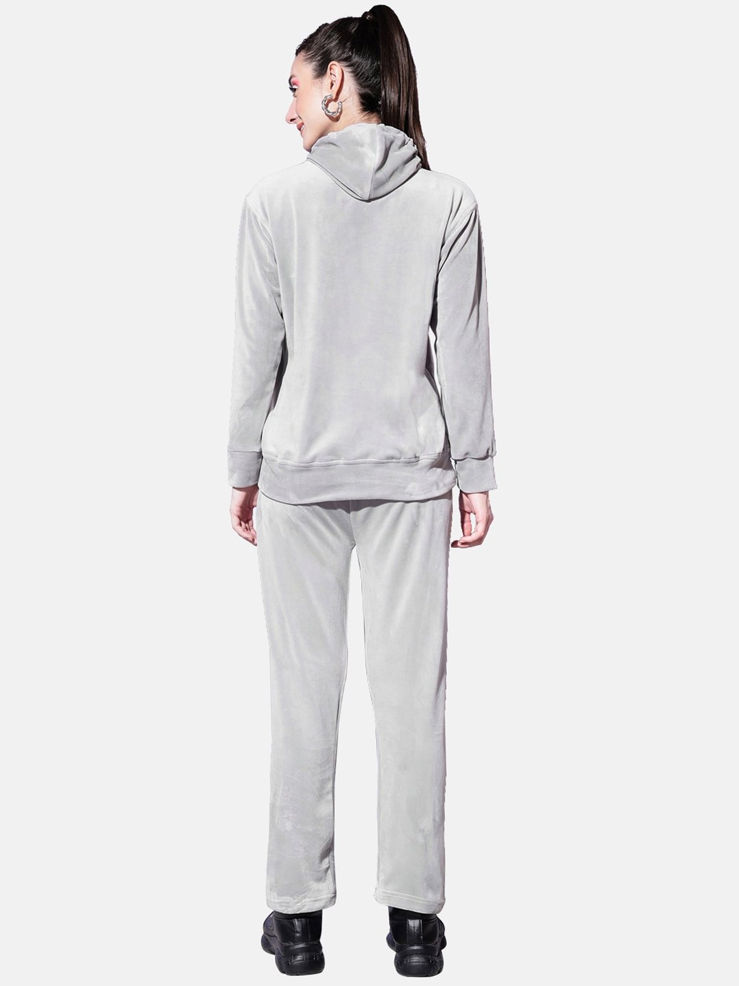 BUYNEWTREND Grey Regular Fit Sports Tracksuit