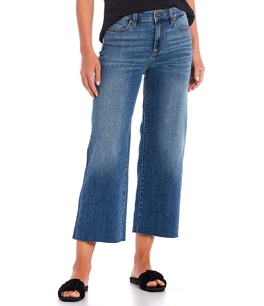 Liverpool Los Angeles High Rise Wide Leg Cut Hem Cropped Jeans