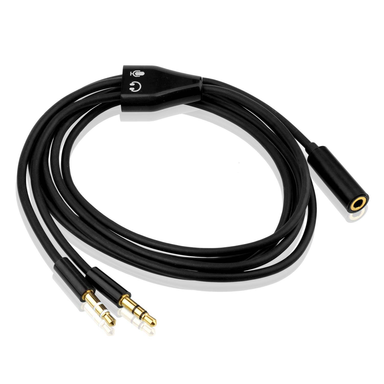 SIENOC 1.5m 3.5mm Stereo Earphone Headphone Audio Splitter Jack 1 Female to 2 Male Cable