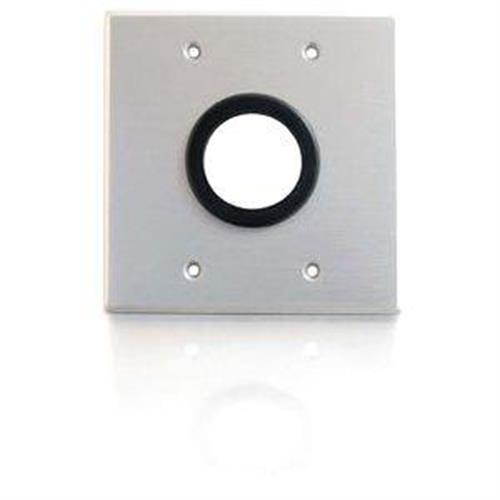 C2g 1.5In Grommet Cable Pass Through Double Gang Wall Plate - Brushed Aluminum