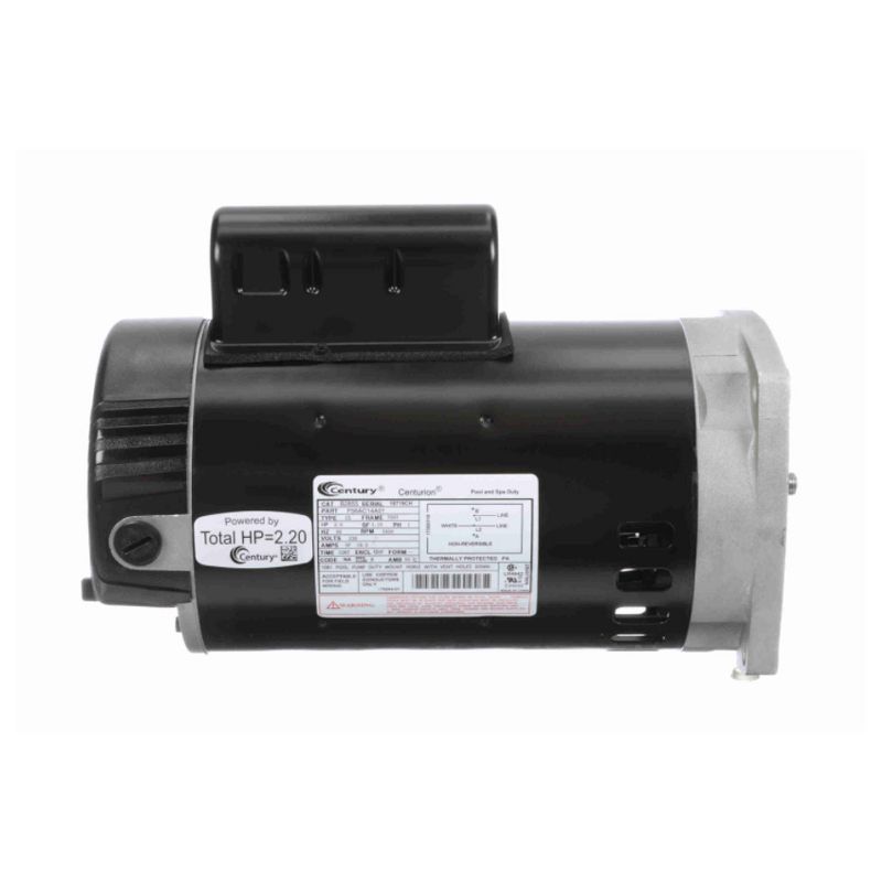 Regal Beloit B2855 Century 2-HP 230V 3450 RPM Stainless Steel Continuous Single Phase Pool Pump Motor w/ Square Flange for Inground/Above Ground Pools