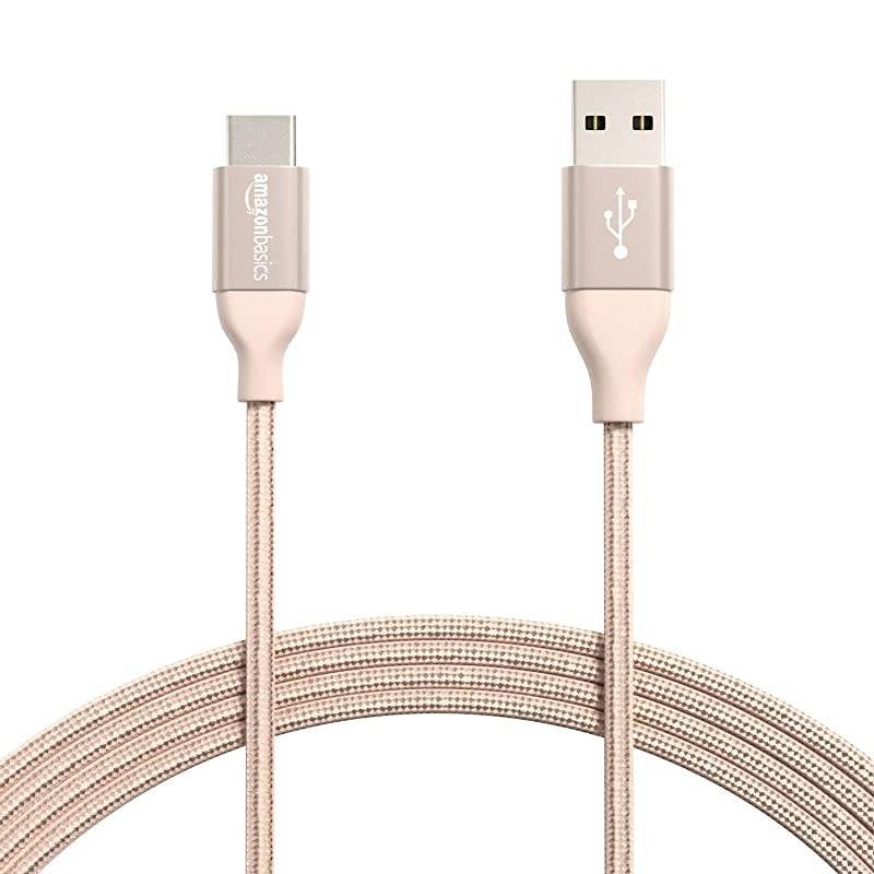 Basics 10 foot Nylon USB-C to USB-A 2.0 Fast Charging Cable, Gold