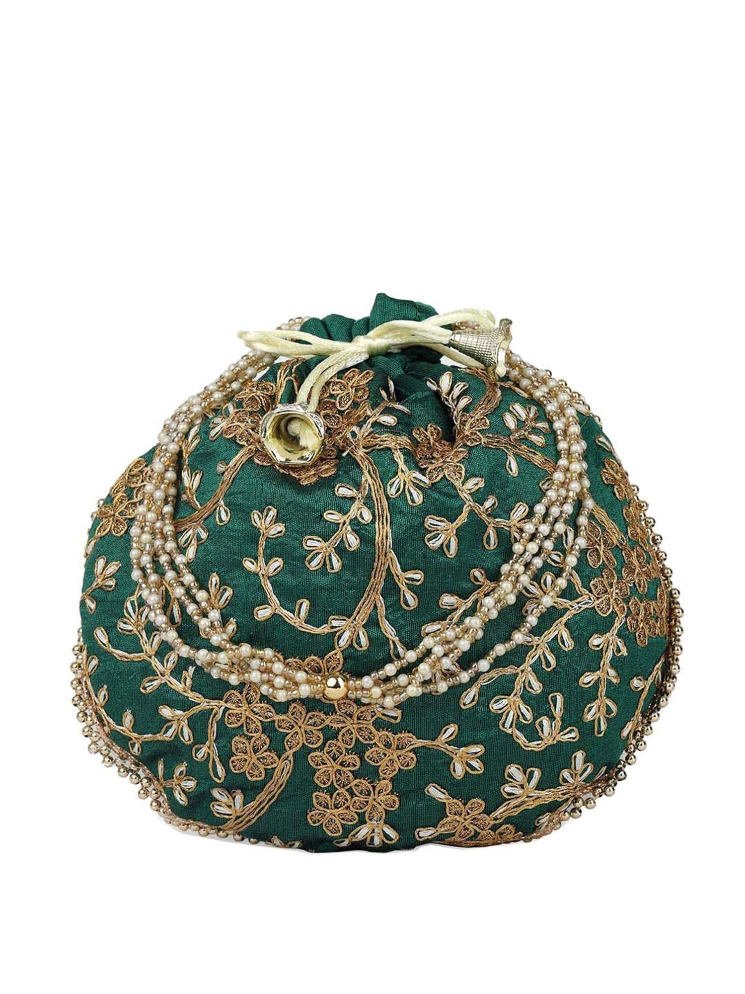 Gaurapakhi Green Embellished Potli
