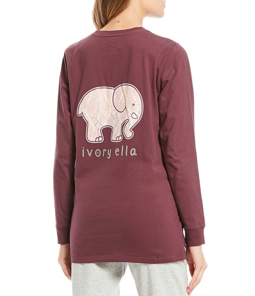 Ivory Ella Long Sleeve Sustainable Organic Cotton Logo Graphic Pocket Tee