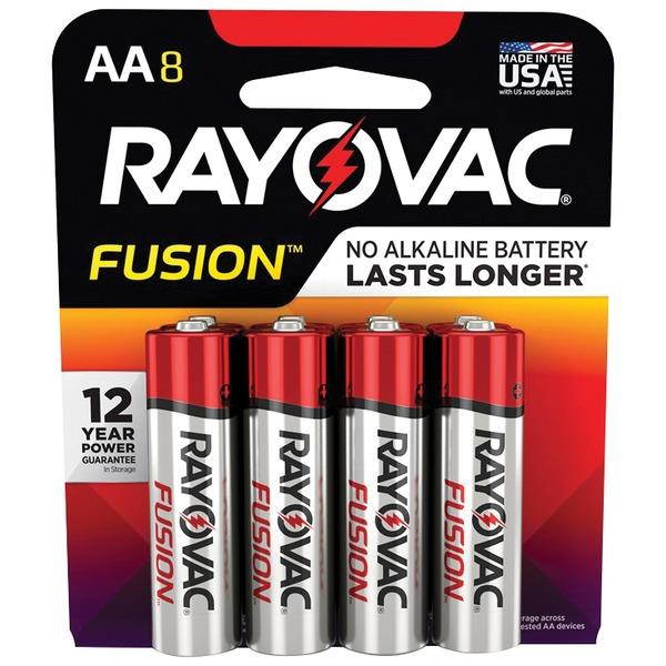 RAYOVAC 815-8TFUSK FUSION Advanced Alkaline AA Batteries, 8 pk