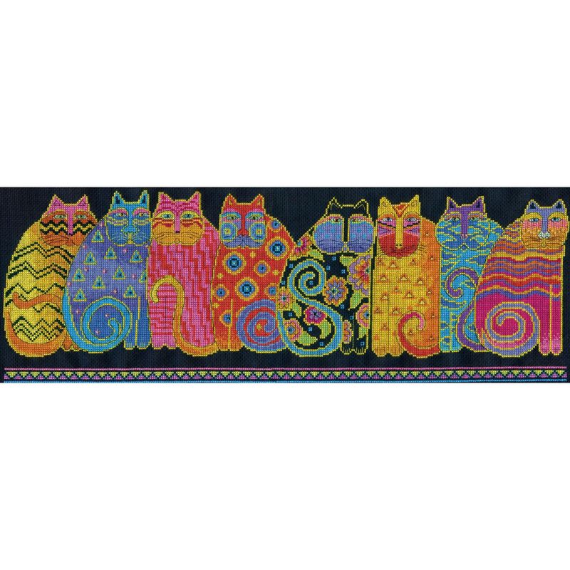 Design Works Counted Cross Stitch Kit 8"X22"-Feline Family Row (14 Count)