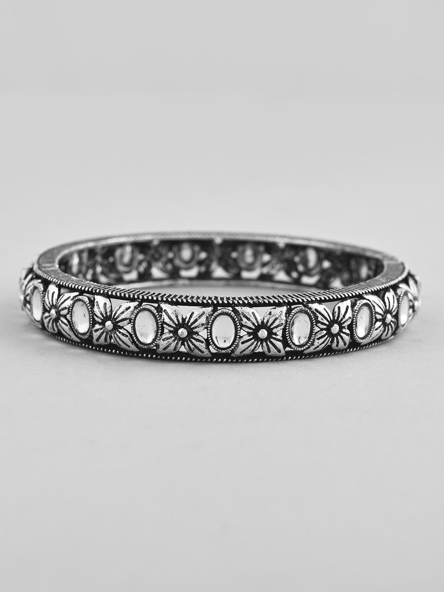 NVR Rhodium-Plated Stainless Steel Bohemian Chain for Men