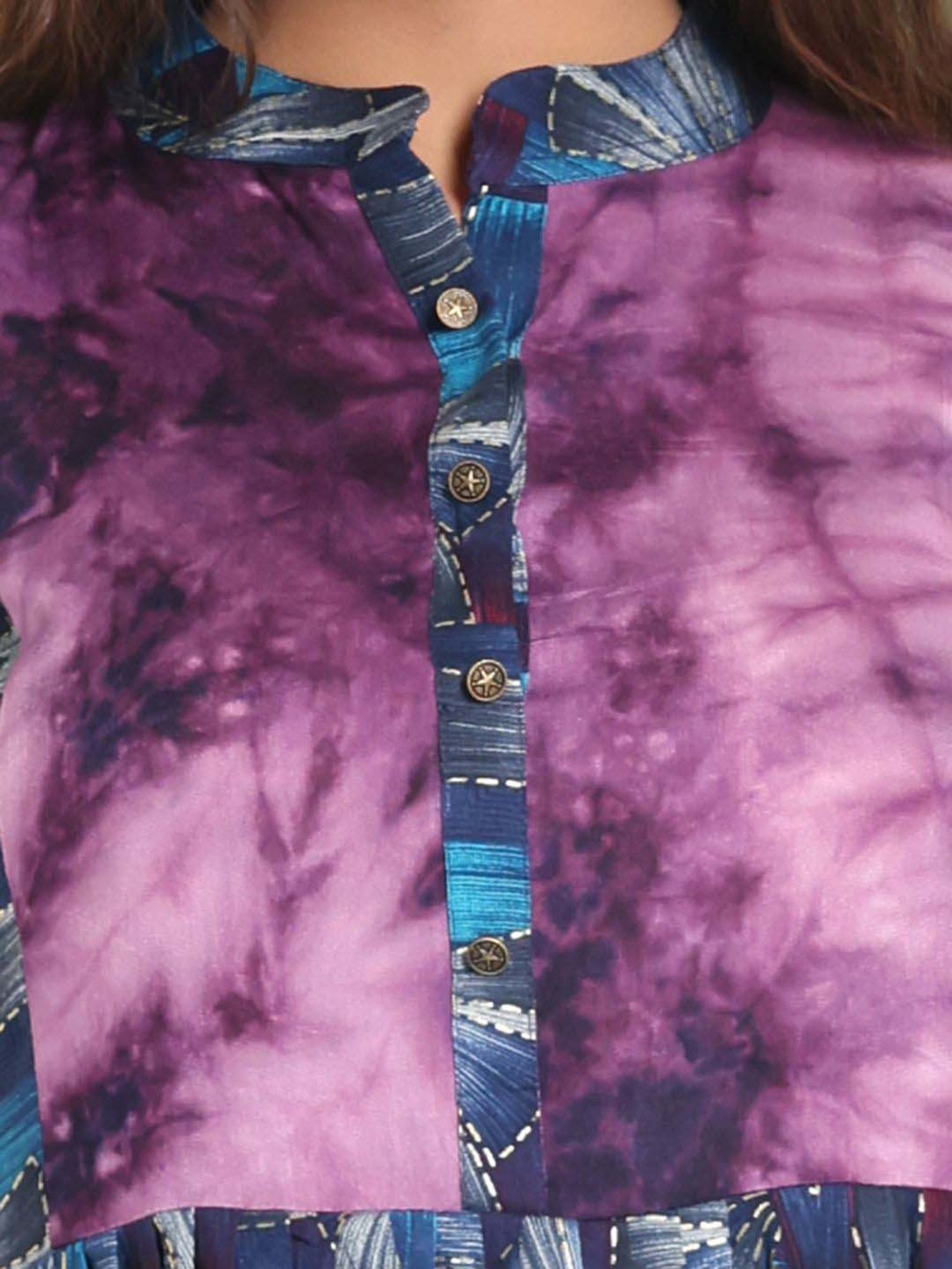 CHARUKRITI Blue Printed A Line Kurta