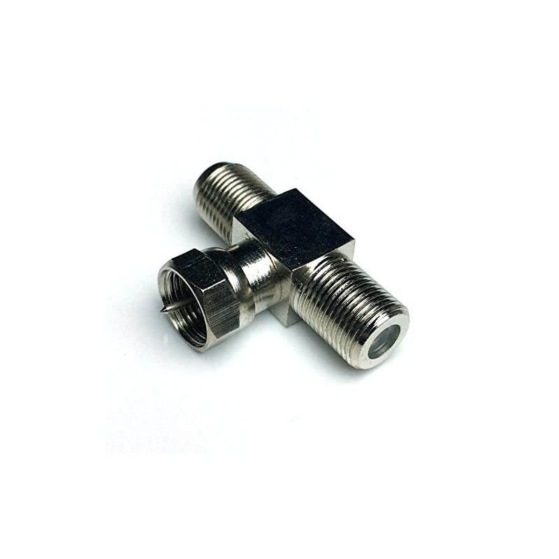F-Type Connector Male to 2 Female Splitter Adapter - F Male to F Dual Female (1 Pack)
