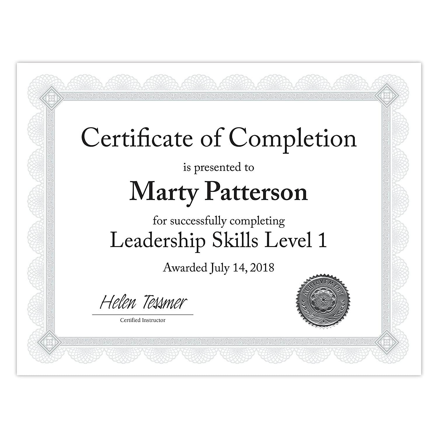 Southworth Foil Enhanced Premium Certificate, 8.5&rdquo; x 11&rdquo;, 66 lb/ 180 GSM, White, Silver Spiro Design, 15 Count - Packaging May Vary (CTP2W)