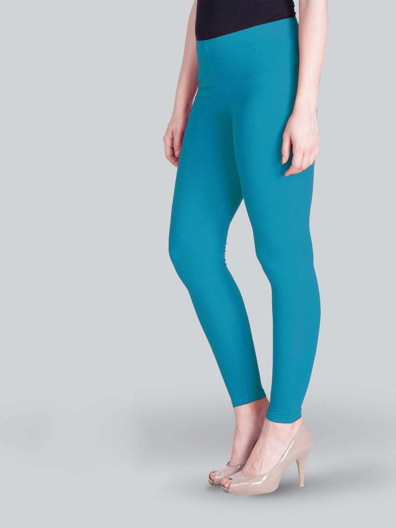 Lyra Blue Cotton Ankle Length Leggings