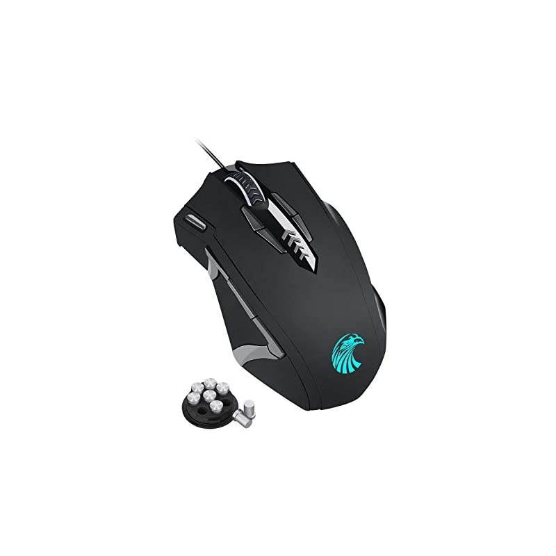 RGB Gaming Mouse Wired 10000 DPI High Precision Laser 14 Programmable Buttons Ergonomic Optical Gaming Mice Weight Tuning Set for Windows PC Gaming Z7900