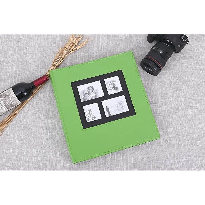 Photo Album 4x6 600 Photos Large Capacity Wedding Family Leather Cover Picture Albums Holds 600 Horizontal and Vertical 4x6 Photos with Black Pages Green