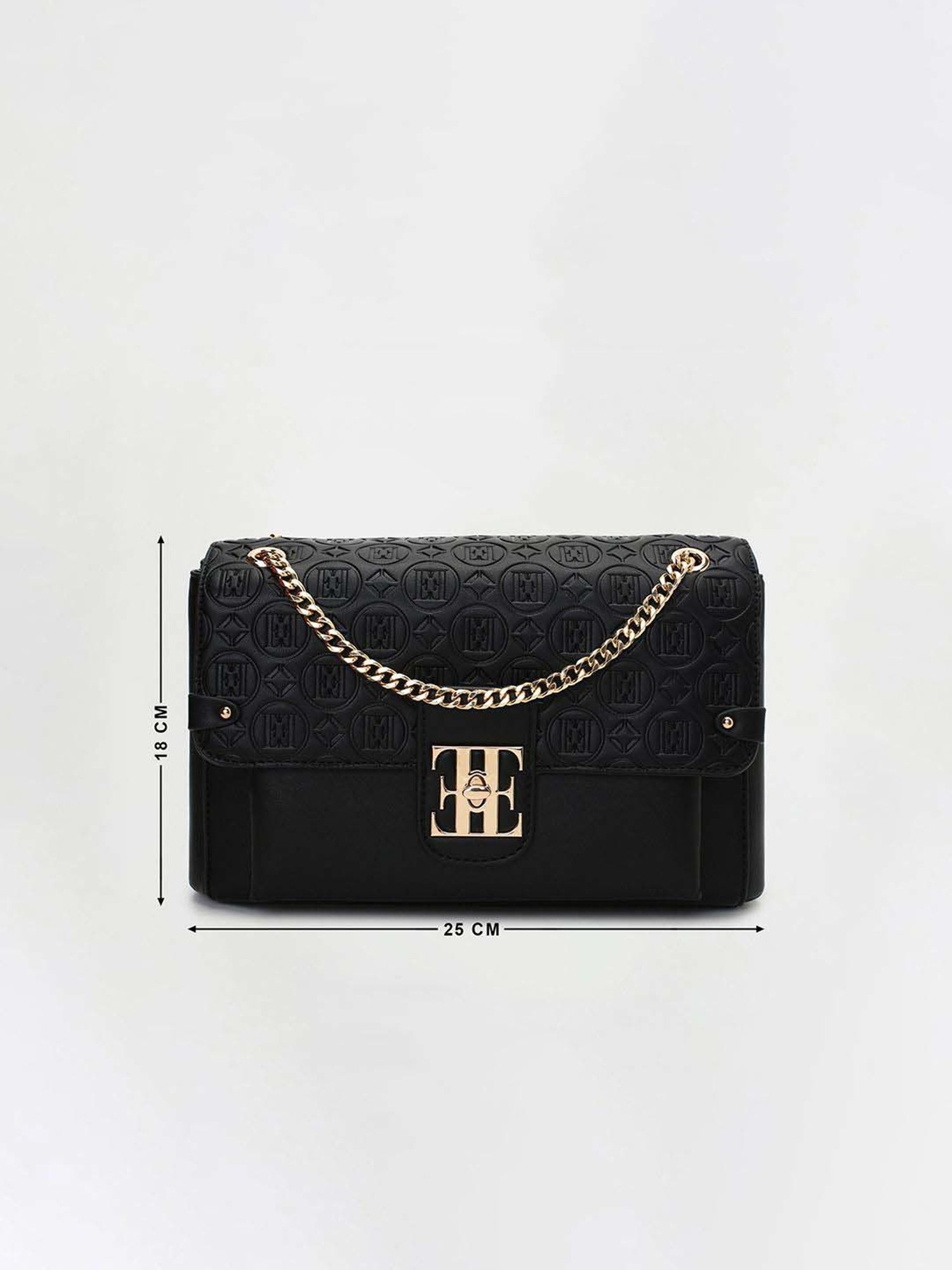 Elle Black Textured Small Sling Handbag