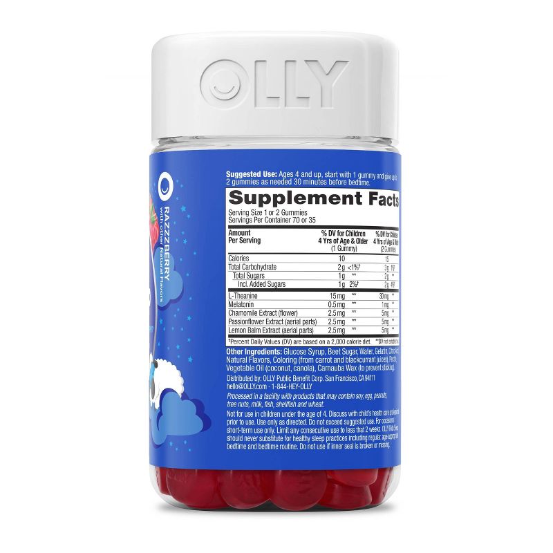 OLLY Kids 0.5 Melatonin Sleep Support Gummies - Raspberry - 70ct
