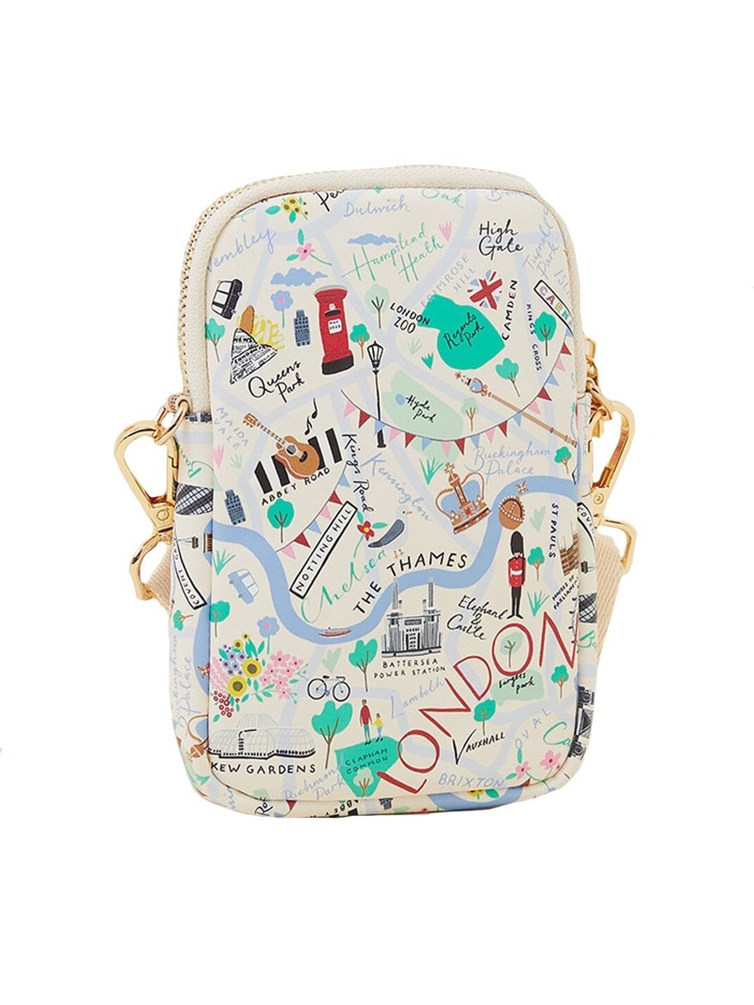 Accessorize London Beige Printed Mobile Pouch