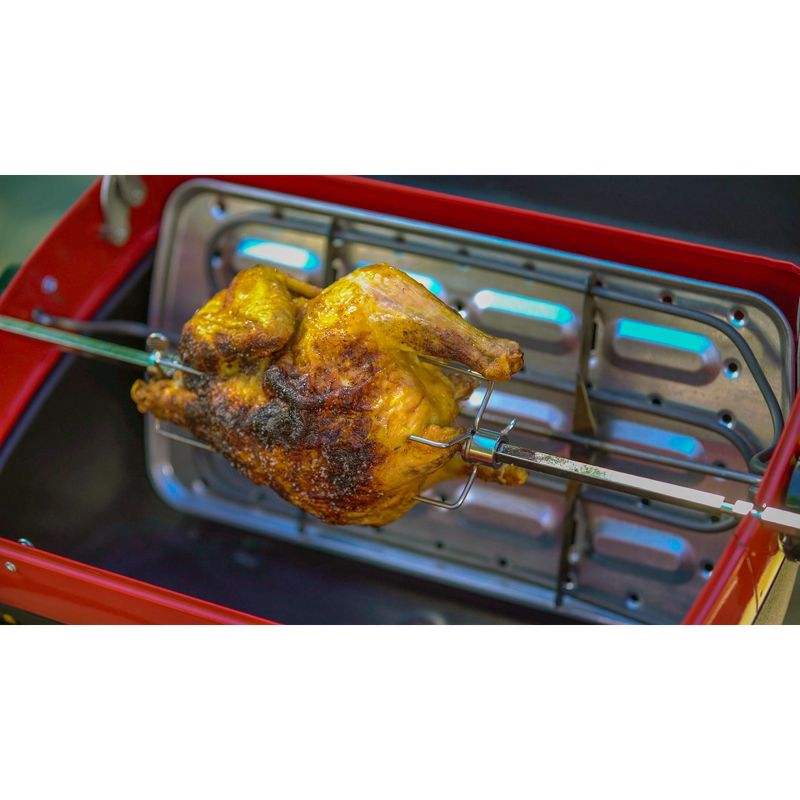 Americana Electric Cart Grill with Polymer Side Tables, Shelf and Rotisserie Model 9350W5.181 - Meco