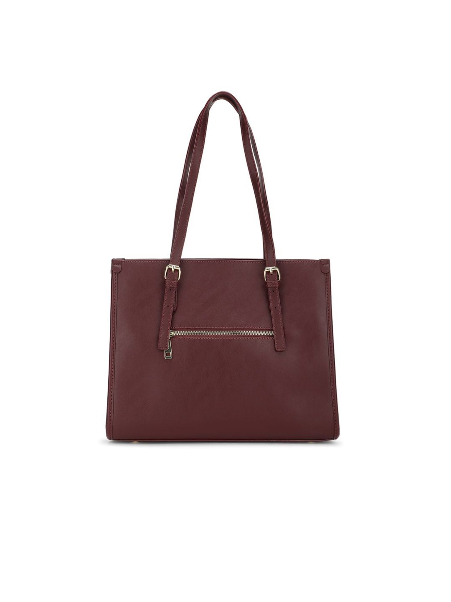 Tyra Hazel Wine Solid Faux Leather Tote Handbag