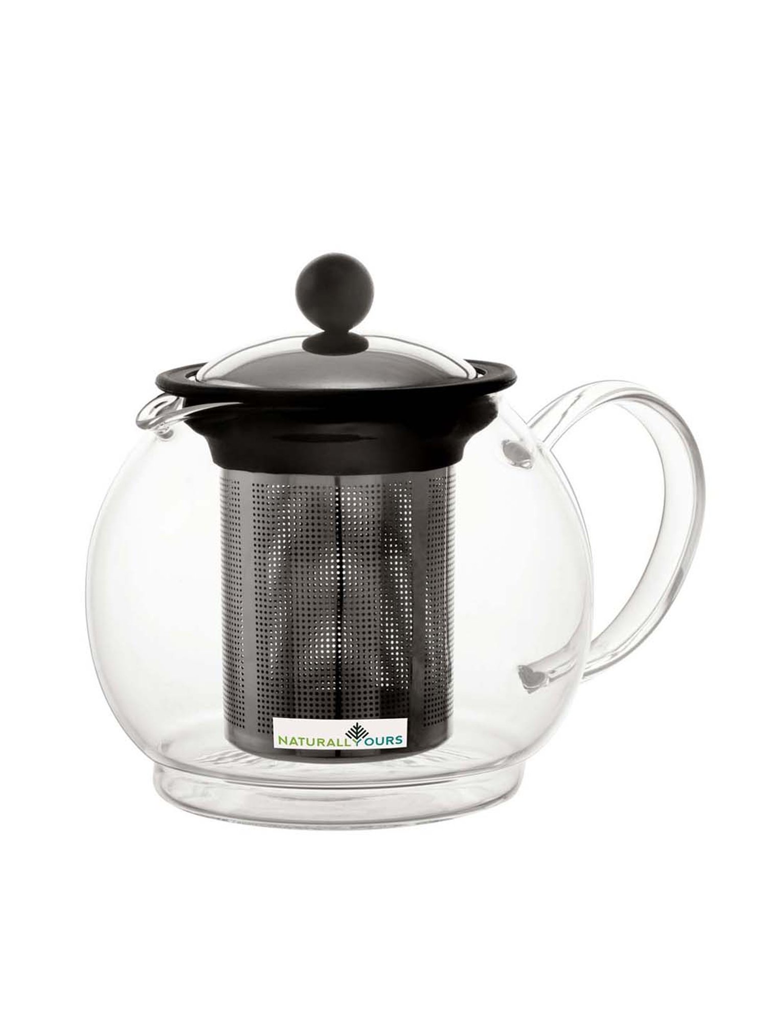 NATURALLYOURS Borosilicate Glass Tea Kettle with Stainless Steel Filter - 500 ml